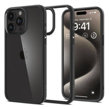 Spigen Apple iPhone 16 Pro Max, Műanyag hátlap védőtok + szilikon keret, Spigen Ultra Hybrid, átlátszó/fekete tok és táska