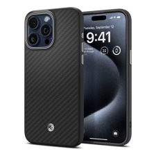 Spigen ENZO ARAMID telefonvédő (Magsafe, karbon minta) FEKETE Apple iPhone 15 Pro Max tok és táska