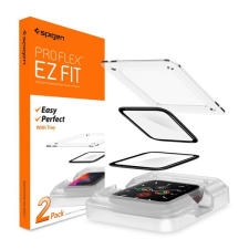 Spigen EZ FIT kijelzővédő üveg 2db (2.5D lekerekített szél, 0.2mm, 9H, NEM íves) FEKETE [Apple Watch Series SE 40mm] (AFL01219) okosóra kellék