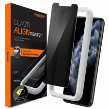 Spigen Film iPhone 11 / XR-hez - Spigen Glas.tR Align Master Privacy - Fekete tok és táska