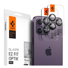 Spigen "Glas.tR SLIM EZ Fit Optik Pro" Apple iPhone 14 Pro Max Tempered kameravédő fólia, fekete (2db) mobiltelefon kellék
