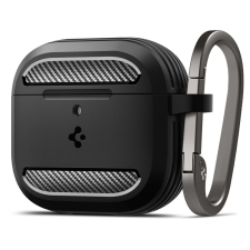Spigen - masszív páncél - Apple AirPods 4 - matt fekete fülhallgató, fejhallgató tok