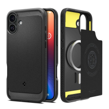 Spigen Rugged Armor MagFit Apple iPhone 16 Plus tok, Matte Black, fekete tok és táska