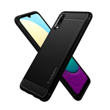 Spigen Rugged Armor Samsung Galaxy A02 tok, Matte Black, fekete tok és táska
