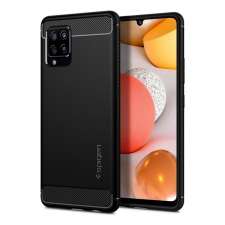 Spigen Rugged Armor Samsung Galaxy A42 (SM-A425F) szilikon telefonvédő (közepesen ütésálló, karbon minta) fekete tok és táska