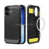 Spigen RUGGED ARMOR szilikon telefonvédő (ütésállóság, légpárnás sarok, karbon minta, MagSafe) FEKETE (ACS09975)