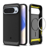 Spigen RUGGED ARMOR szilikon telefonvédő (ütésállóság, légpárnás sarok, karbon minta, MagSafe) FEKETE Google Pixel 10 Pro XL (ACS09721) (ACS09721)