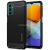 Spigen Samsung Galaxy M23 5G SM-M236B, Szilikon tok, Spigen Rugged Armor, karbon minta, fekete