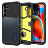 Spigen Samsung Galaxy S23 FE SM-S711, Szilikon tok, műanyag hátlappal, kitámasztóval, Spigen Slim Armor, sötétkék