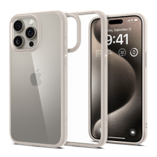 Spigen Ultra Hybrid Apple iPhone 15 Pro tok bézs kerettel, átlátszó tok és táska