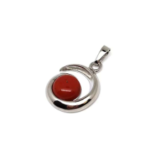 Spirál medál fém Jáspis vörös 2cm medál