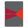  Spirálfüzet, A4, kockás, 90 lap, PP borító, LEITZ "Office", szürke-piros