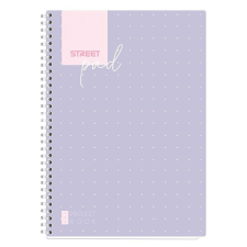 Spirálfüzet STREET Pad A/4 kockás 100 lapos lila pöttyös füzet