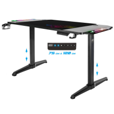 Spirit of Gamer Gamer Asztal - Headquarter 800 (MDF lap, fém lábak, fekete, RGB LED háttérvilágítás, 140 x 60 x 1,6 cm) íróasztal