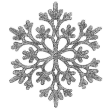 Springos 12 db-os Hópehely, 10 cm-es karácsonyi dísz, ezüst karácsonyfadísz