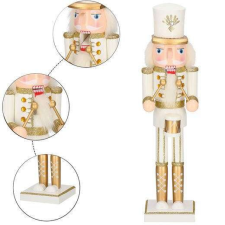 Springos 38 cm-es diótörő karácsonyi figura dobbal, fehér/arany karácsonyi dekoráció