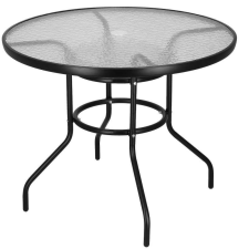 Springos 90 cm-es, kerek kerti asztal, fém, üveg tetővel kerti bútor