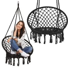Springos fekete kerti függőszék, 60×120 cm, 150 kg teherbírás kerti bútor