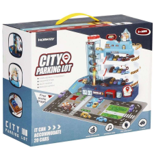Springos Homkey 3 szintes parkolóház + 4 db kisautó autópálya és játékautó