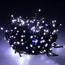 Springos Karácsonyfa égősor - 300 LED, hideg fehér, kék vaku, 24m IP44 karácsonyi dekoráció
