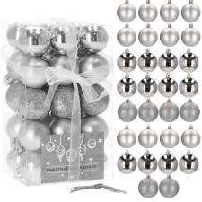 Springos Karácsonyfa gömbök 3 cm 30 db - ezüst karácsonyfadísz