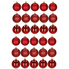 Springos Karácsonyfa gömbök 6 cm 30 db - piros karácsonyfadísz