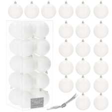 Springos Karácsonyfa gömbök 8 cm 20 db - fehér karácsonyfadísz