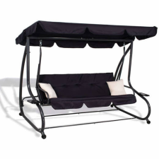 Springos Kerti hintaágy „Pluto” 4 személyes, 220x120 cm-es, fekete hintaágy