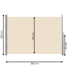 Springos Kihúzható árnyékoló fal, belátásgátló 300X200CM, világos bézs kerti bútor