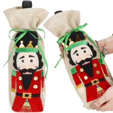 Springos Mikulás zsák, üvegnek 35 cm - bézs karácsonyi dekoráció