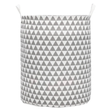 Springos Szennyeskosár, szürke háromszög mintás, 80L-es textil játéktároló bútor