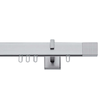Square-Line karnis szett, 160 cm, széles végzáróval, Inox karnis, függönyrúd