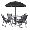 ST Leisure Equipment LETICIA GREY kerti bútor szett, asztal 85 x 71 cm, 4x szék 74 x 53 x 91 cm, napernyő 180 cm