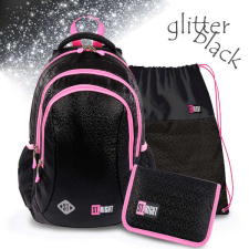 St. Right iskolatáska, hátizsák 39 cm SZETT - Black Glitter iskolatáska