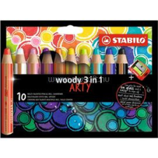 STABILO ARTY Woody 3in1 10db-os vegyes színű krétaceruza (STABILO_880/10-1-20) színes ceruza