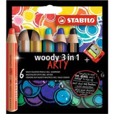 STABILO ARTY Woody 3in1 6db-os vegyes színű krétaceruza (STABILO_8806-1-20) színes ceruza