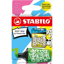 STABILO BOSS MINI by Snooze One - 3 db-os készlet - kék, sárga, zöld filctoll, marker