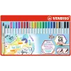 STABILO Ecsetirón készlet, fém doboz, stabilo "pen 68 brush", 19 különböző szín