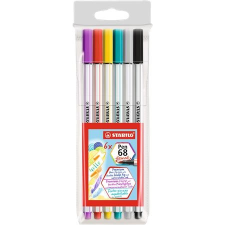 STABILO Ecsetirón készlet,  "Pen 68 brush", 6 különböző szín filctoll, marker