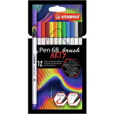 STABILO Ecsetirón készlet, STABILO "Pen 68 brush ARTY", 12 különböző szín filctoll, marker