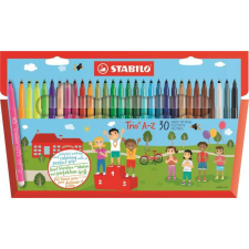 STABILO Filctoll készlet, 0,7 mm, STABILO "Trio A-Z", 30 különböző szín filctoll, marker