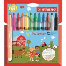 STABILO Filctoll készlet, 3 mm, STABILO "Trio Jumbo", 12 különböző szín filctoll, marker