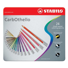 STABILO Pasztell ceruza készlet, kerek, fém doboz,  STABILO "CarbOthello", 24 különböző szín ceruza