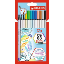 STABILO Pen 68 brush 12db-os vegyes színű ecsetfilc filctoll, marker
