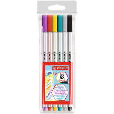 STABILO Pen 68 brush 6db-os vegyes színű ecsetfilc filctoll, marker