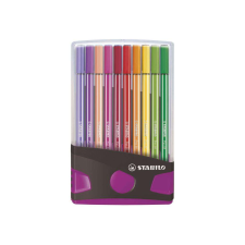 STABILO Pen 68 filctoll, gömbölyű hegy, 20 db-os, antracit/pink- Stabilo filctoll, marker