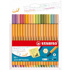 STABILO point 88, új színek, tok, 18 szín filctoll, marker