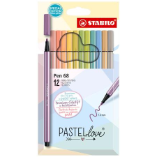 STABILO Rostirón készlet, 1 mm, stabilo &quot;pen 68 pastellove&quot;, 12 különböző szín 6812-7-7 filctoll, marker