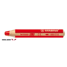 STABILO Színes ceruza, kerek, vastag, STABILO &quot;Woody 3 in 1&quot;, piros színes ceruza