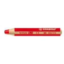 STABILO Színes ceruza, kerek, vastag, STABILO &quot;Woody 3 in 1&quot;, piros színes ceruza